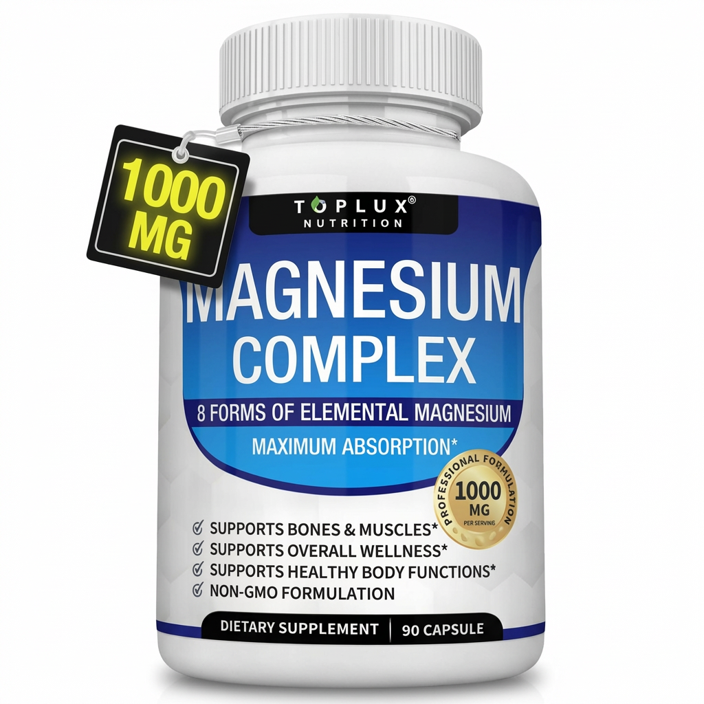 Toplux Nutrition Magnesium Complex - 8 Forms of Elemental Magnesium for Maximum Absorption